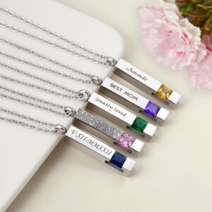 Birthstone urn necklaces for ashes, personalized stainless steel memorial ash holder pendants
