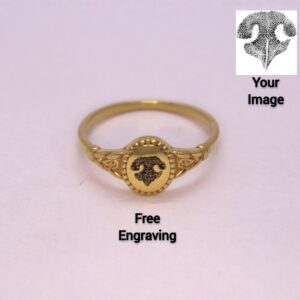 Custom dog nose print signet ring, vintage gold plated engraved memorial ring